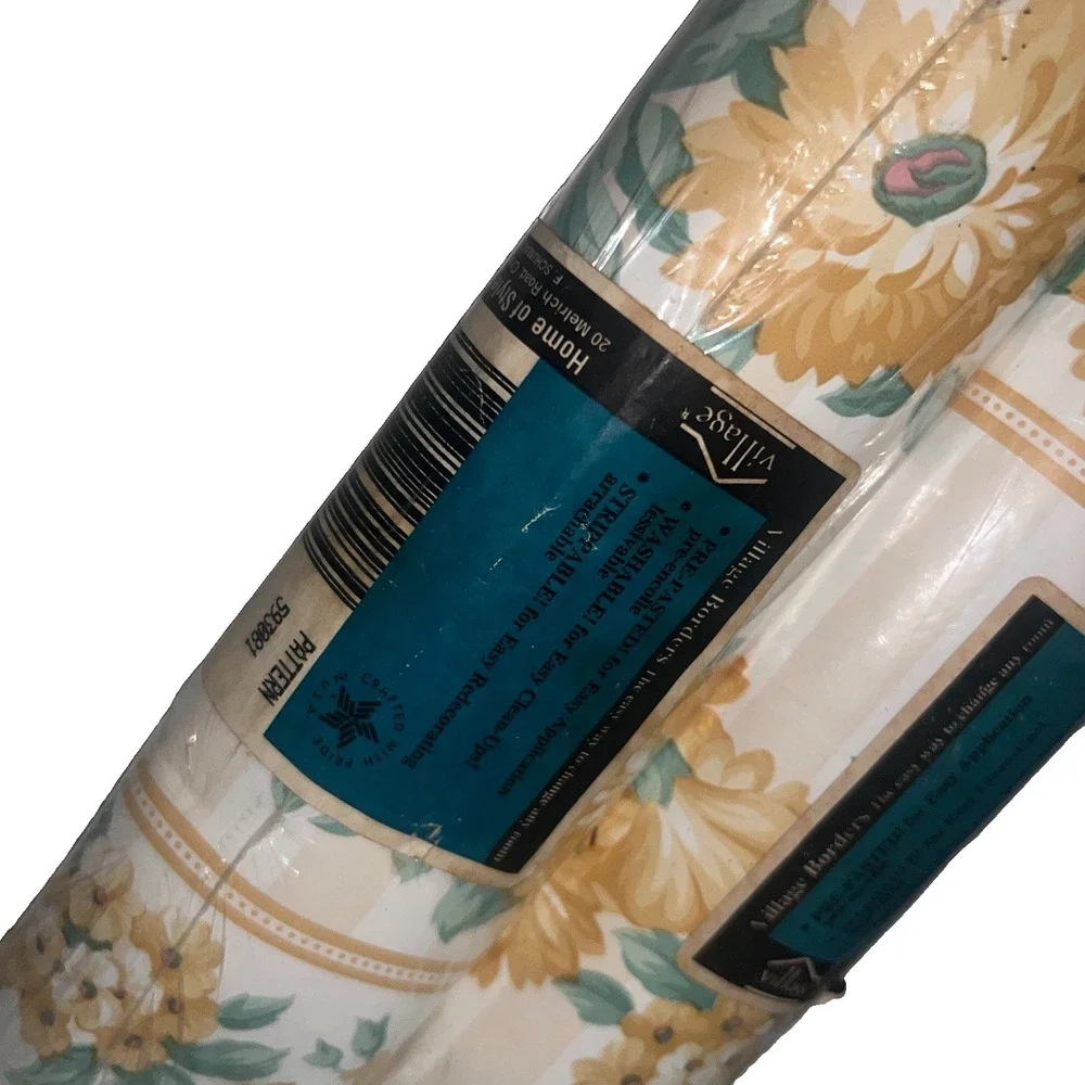 Vintage Village Wallpaper Border Yellow Sunflower Floral 593081 Lot of 2 NOS